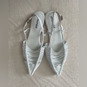 Jeffrey Campbell Myron white woven sling back flats